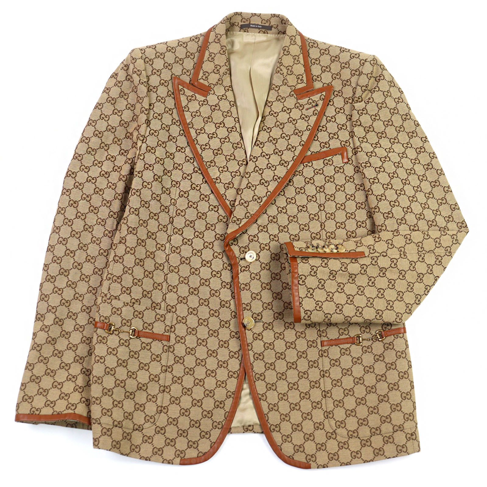Gucci Gucci GG Canvas Horsebit Leather Blazer Leather Suits 668049 DUTY FREE for USA