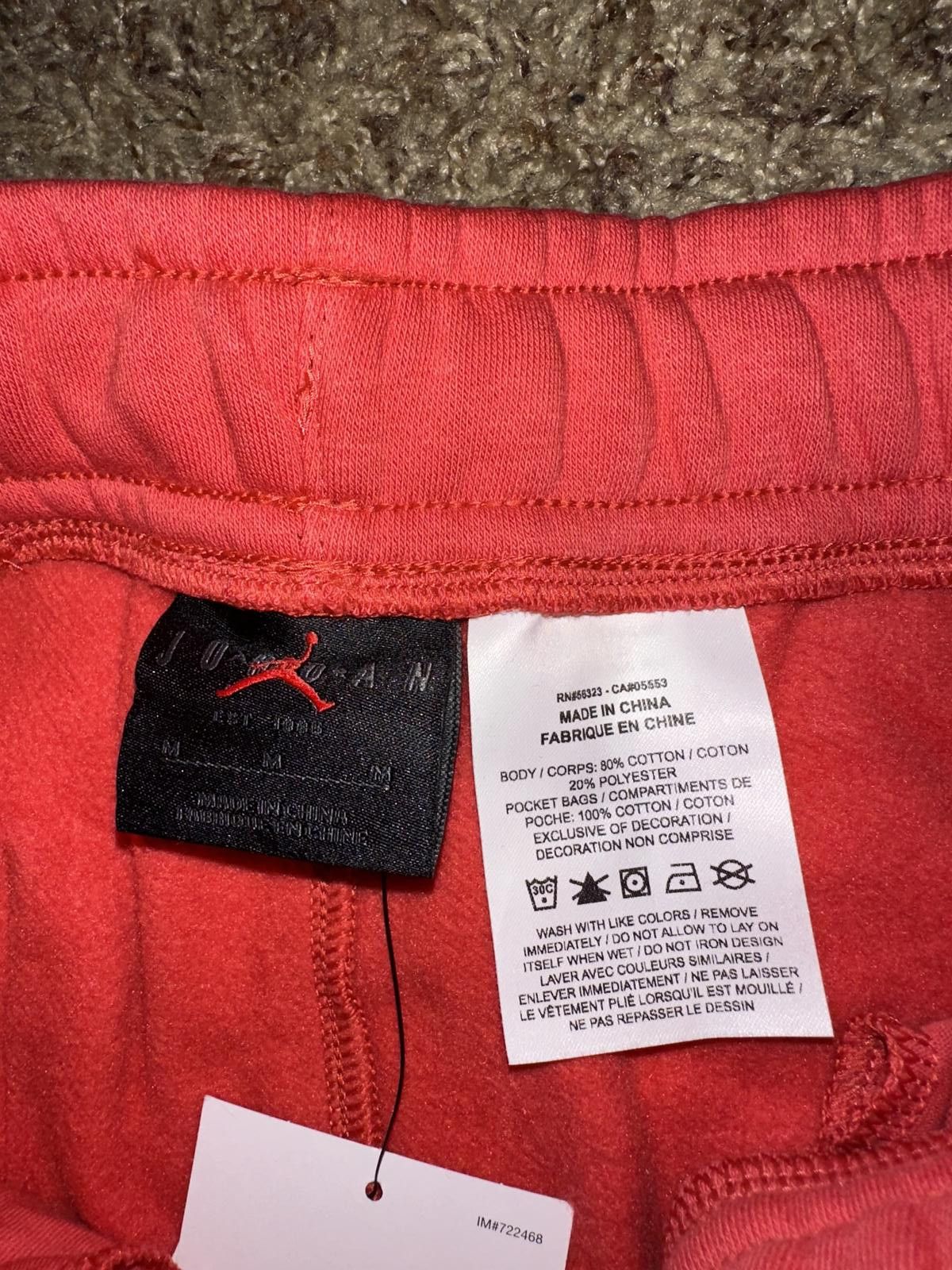Nike Jordan Essential Fleece Baseline Red Pants Samples Size US 32 / EU 48 - 4 Thumbnail
