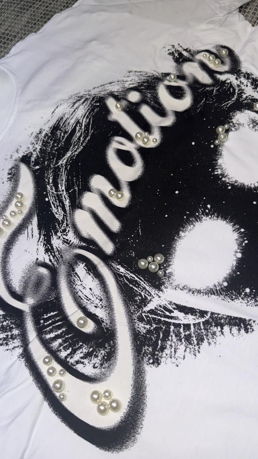 Other Mixed Emotion White Pearl Cropped Tee Size US M / EU 48-50 / 2 - 2 Thumbnail