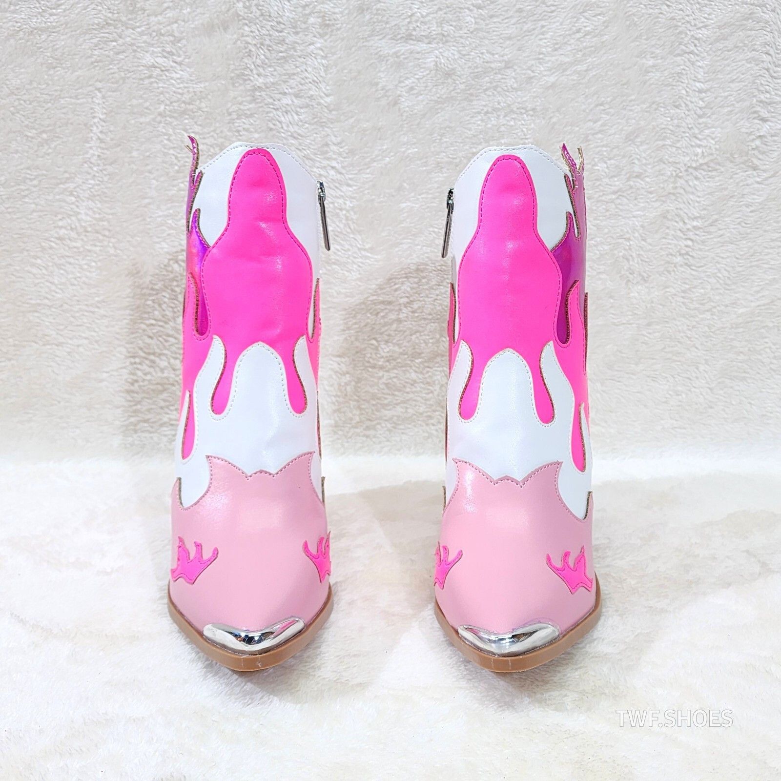 Other Western Flame Cowgirl Ankle Boots Pink Fire Color Block Coun Size US 6 / IT 36 - 5 Thumbnail