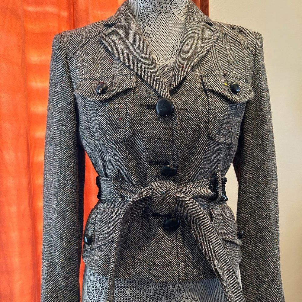 Bcbgmaxazria BCBG MaxAzria Cropped Jacket with Sequined Belt Size S / US 4 / IT 40 - 1 Thumbnail