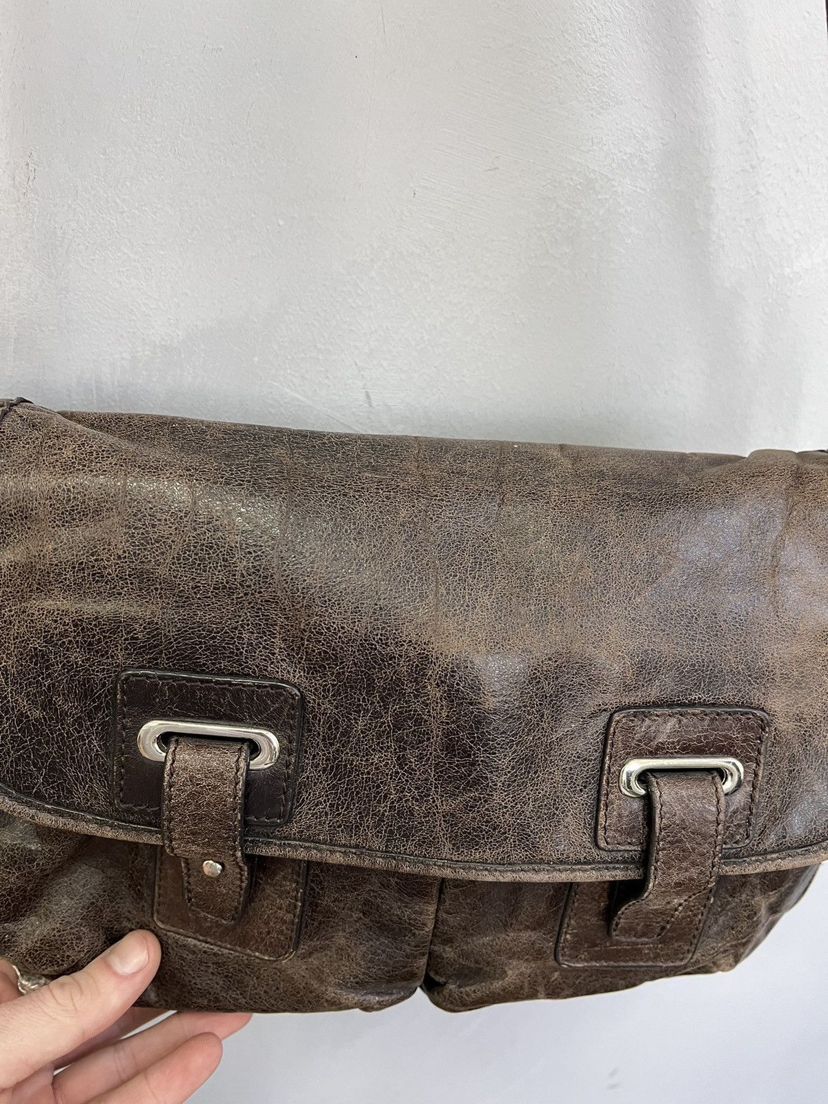 Japanese Brand VINTAGE Y2K LEATHER LGB STYLE KMRII LEATHER BAG Size ONE SIZE - 9 Thumbnail
