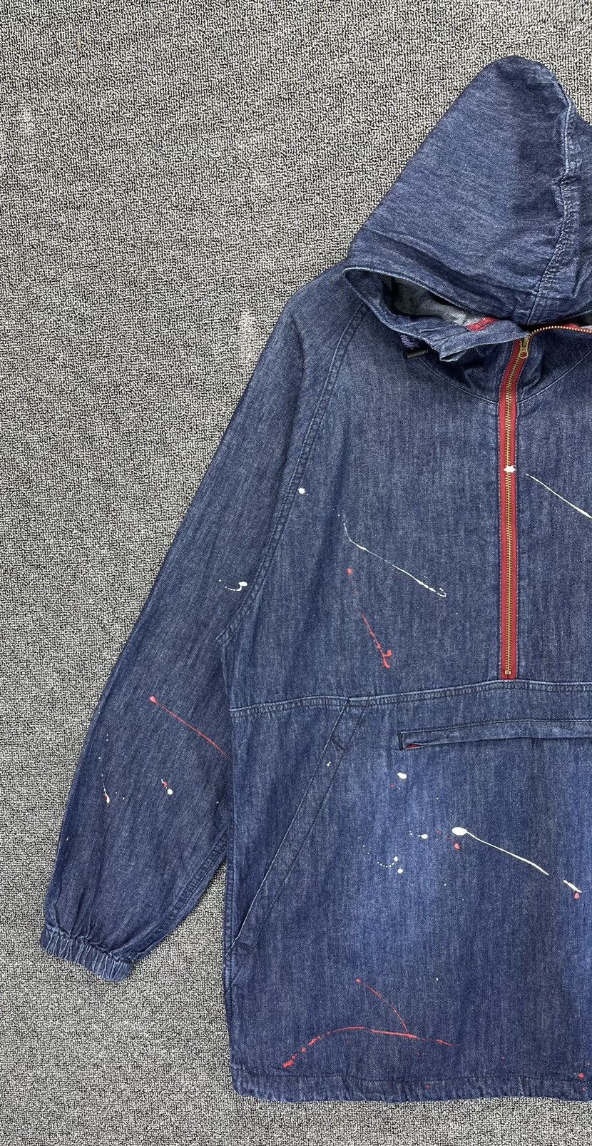 Japanese Brand Vintage Blue B Hoodie Japanese Denim Anorak Size US L / EU 52-54 / 3 - 2 Thumbnail