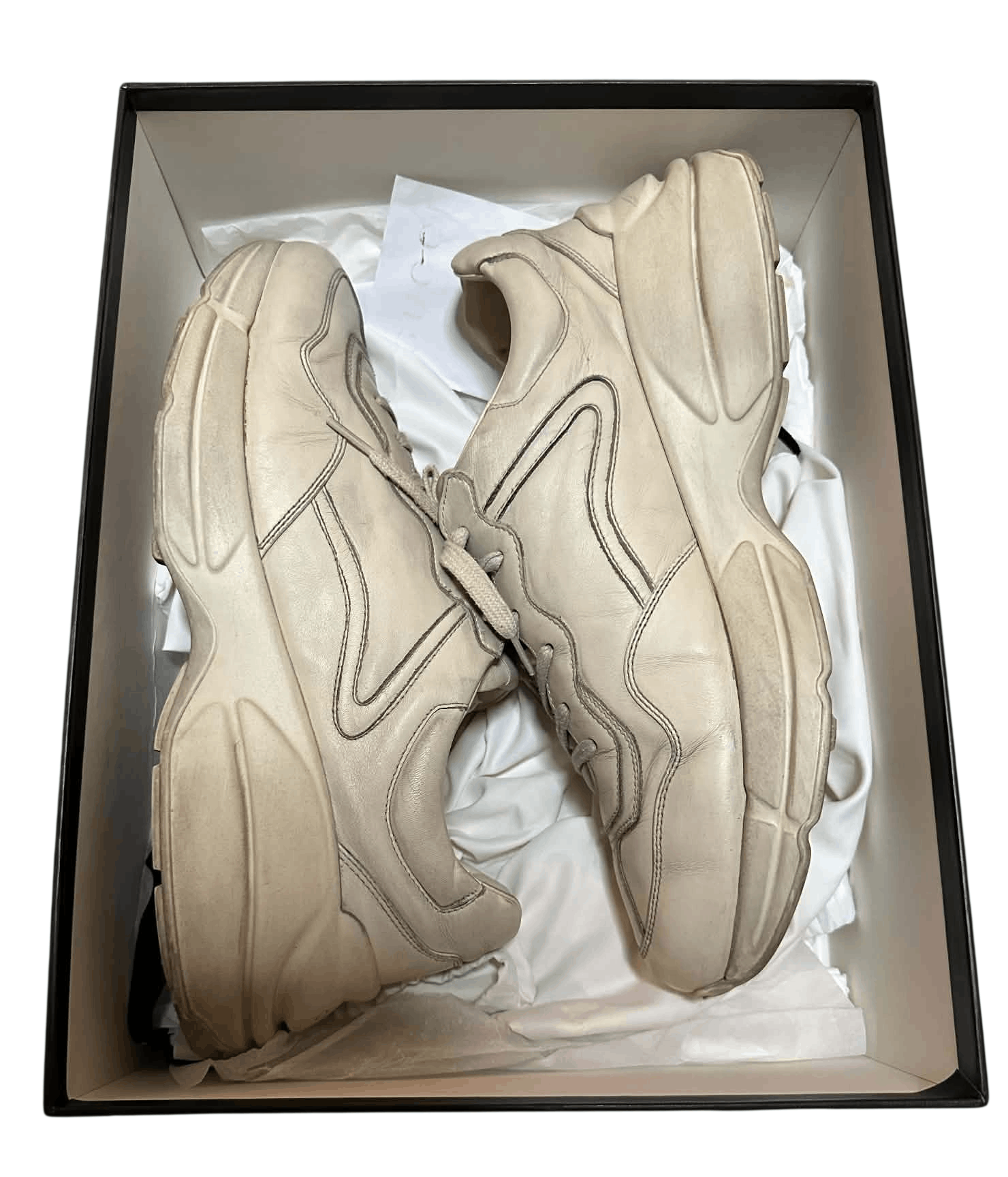 Gucci Gucci Rhyton Sneakers Ivory Distressed Leather Size US 12.5 / EU 45-46 - 13 Thumbnail