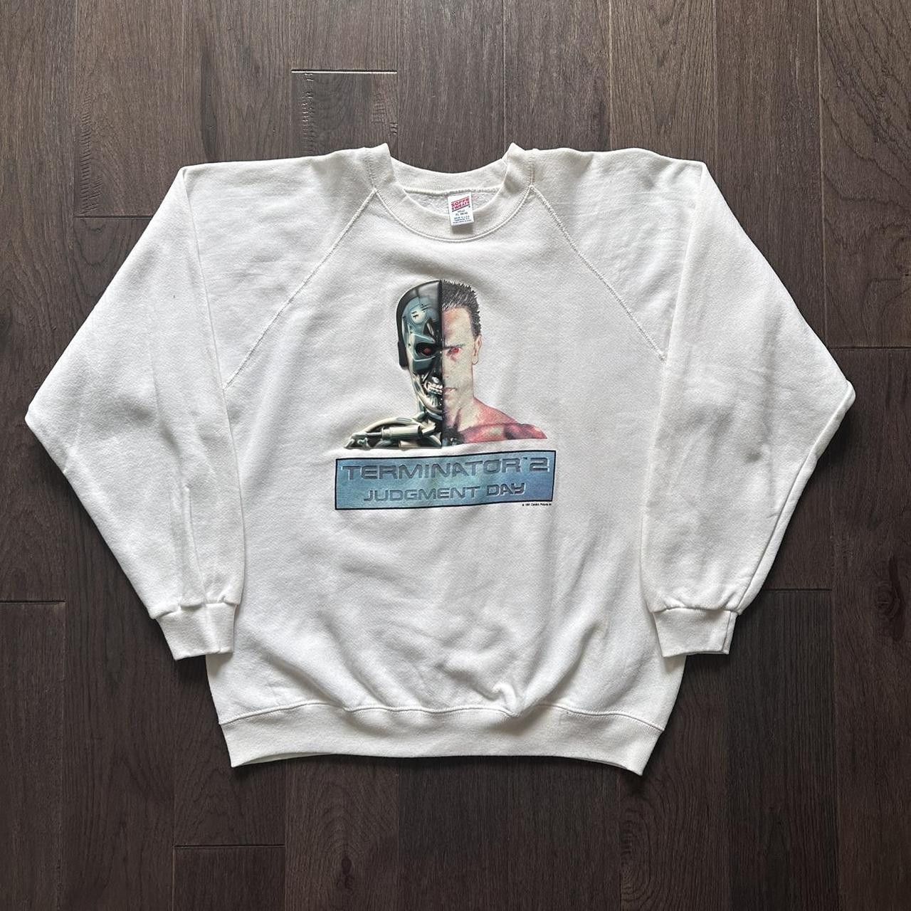 image of Made In USA x Movie Vintage 1991 Terminator Two Crewneck Sweatshirt Raglan Cut in White (Size Large