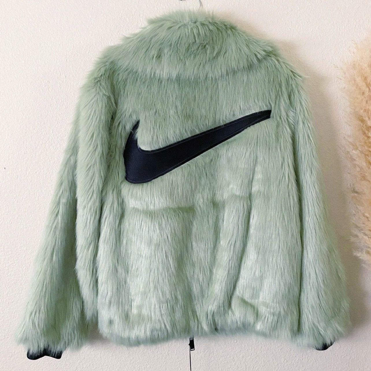 image of Ambush Design x Nike Ambush Reversible Fur Bomber in Green, Men's (Size Medium)
