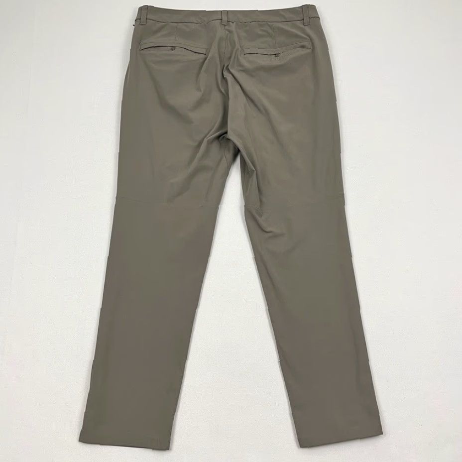 Lululemon Lululemon Commission Mens Pants 34 Slim Chino Tapered 28 Grey Sage Polyester Blend Regular 5-Pocket Breathable Easy Care Zipper Button Logo Size US 34 / EU 50 - 7 Thumbnail