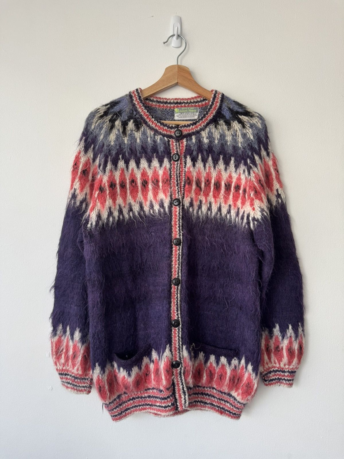 Vintage Alpaca Mohair Fair Isle Cardigan Size US M / EU 48-50 / 2 - 1 Thumbnail