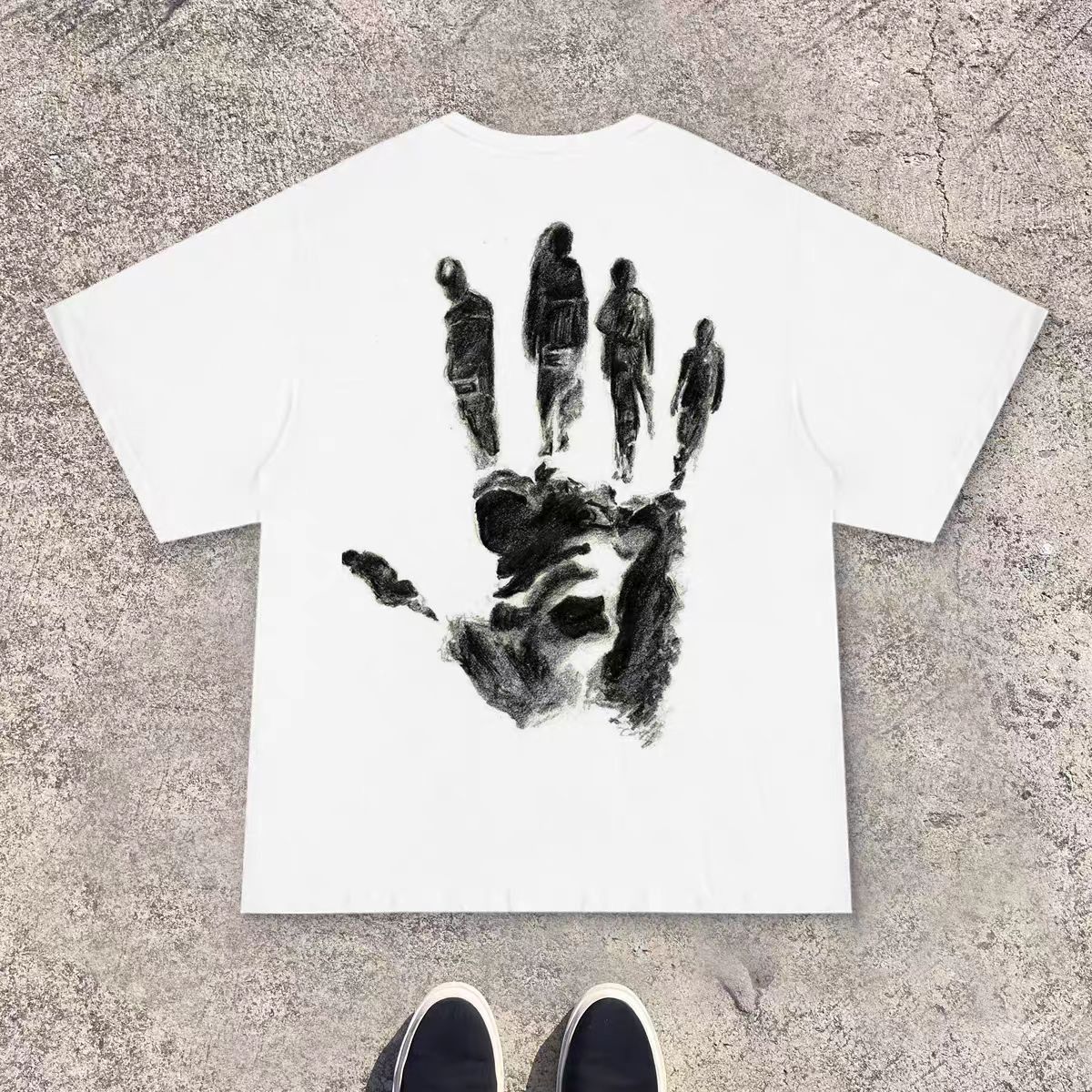 Vintage White casual retro palm pattern cotton t-shirt Size US M / EU 48-50 / 2 - 1 Thumbnail