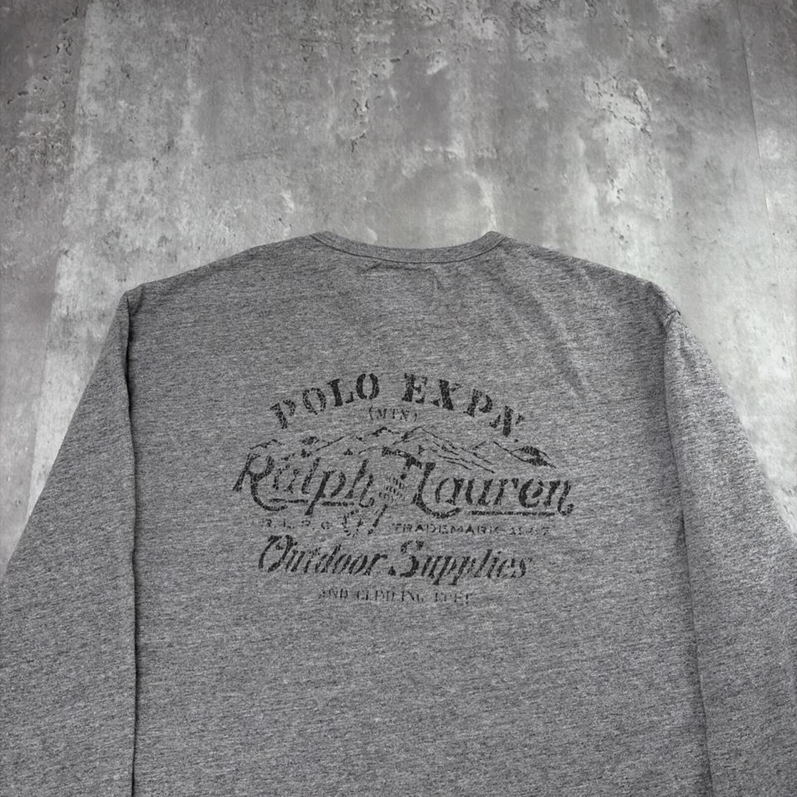 Polo Ralph Lauren Y2K Grey Polo Ralph Lauren Grunge Long Sleeve Pocket T-Shirt Size US M / EU 48-50 / 2 - 8 Thumbnail