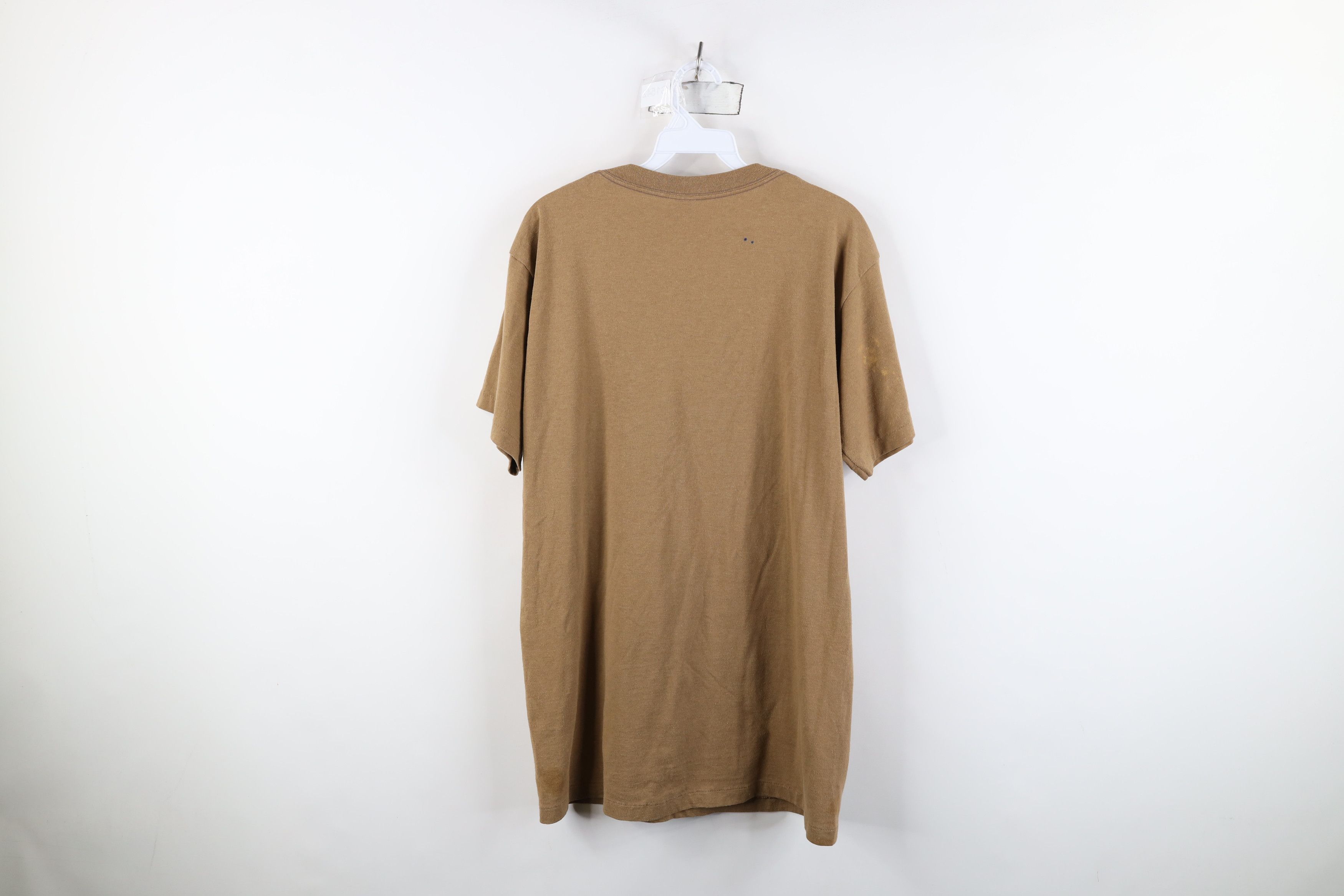 Vintage Vintage 70s Streetwear Blank Short Sleeve T-Shirt Brown USA Size US L / EU 52-54 / 3 - 11 Thumbnail