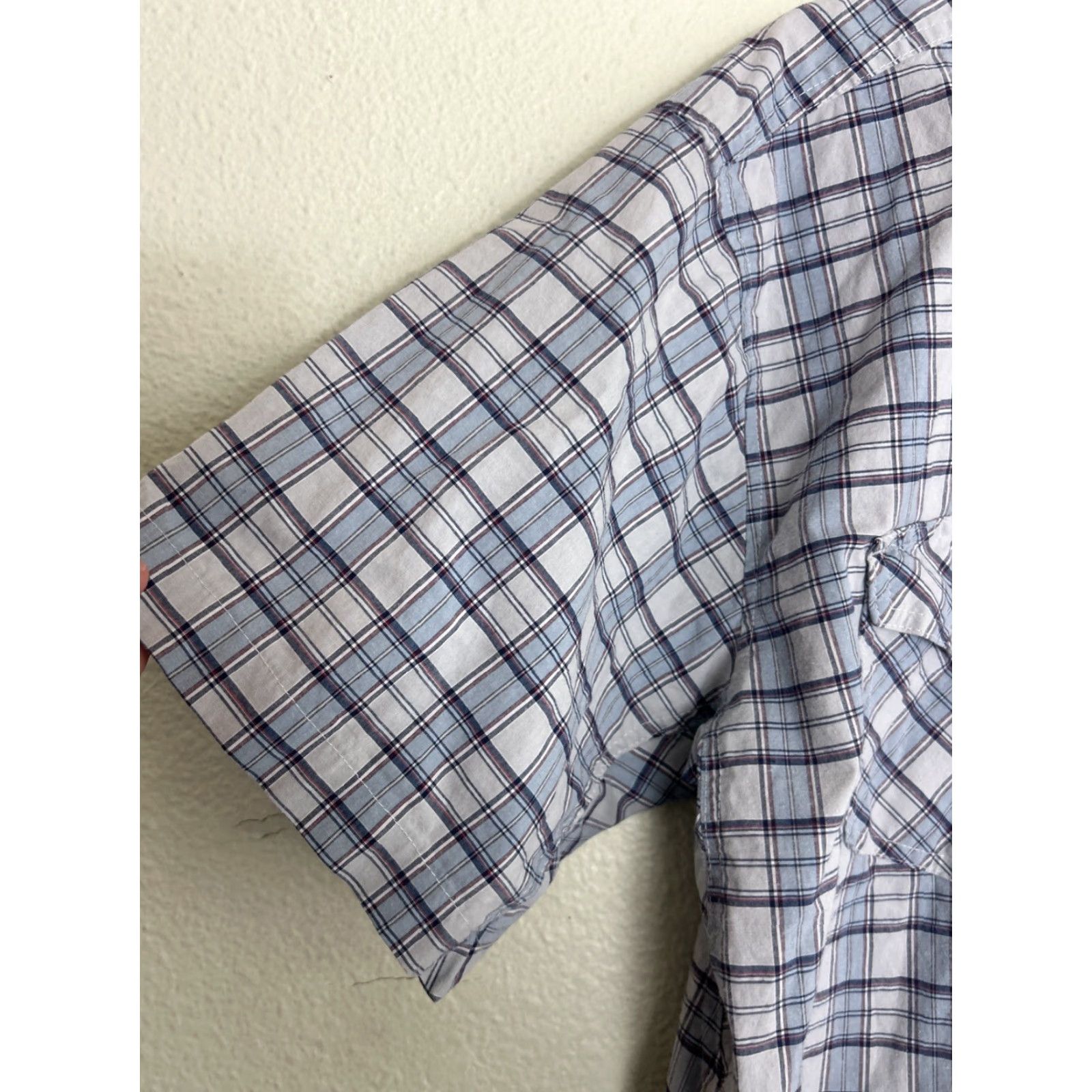 Vintage Noble Outfitters Mens XXL Short Sleeve Pearl Snap Shirt Blue Plaid Cotton Shirt Size US XXL / EU 58 / 5 - 2 Thumbnail