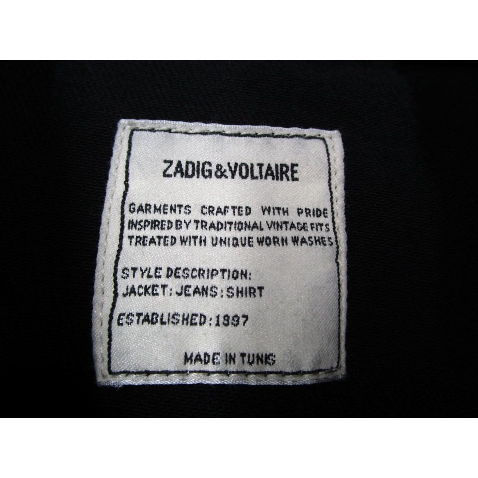 Zadig & Voltaire ZADIG & VOLTAIRE Women's XS Black Kioko Cat Denim Jacket Full Zip Casual Rock Moto Size XS / US 0-2 / IT 36-38 - 3 Thumbnail