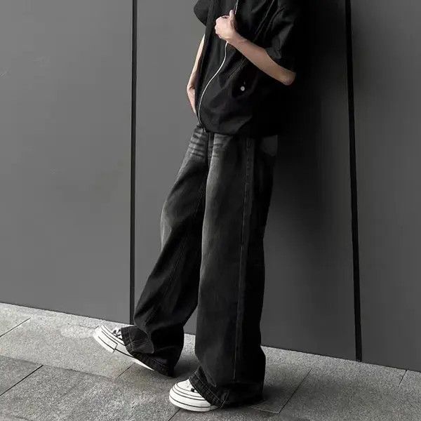VIBE High street washed loose straight denim trousers Size US 34 / EU 50 - 3 Thumbnail