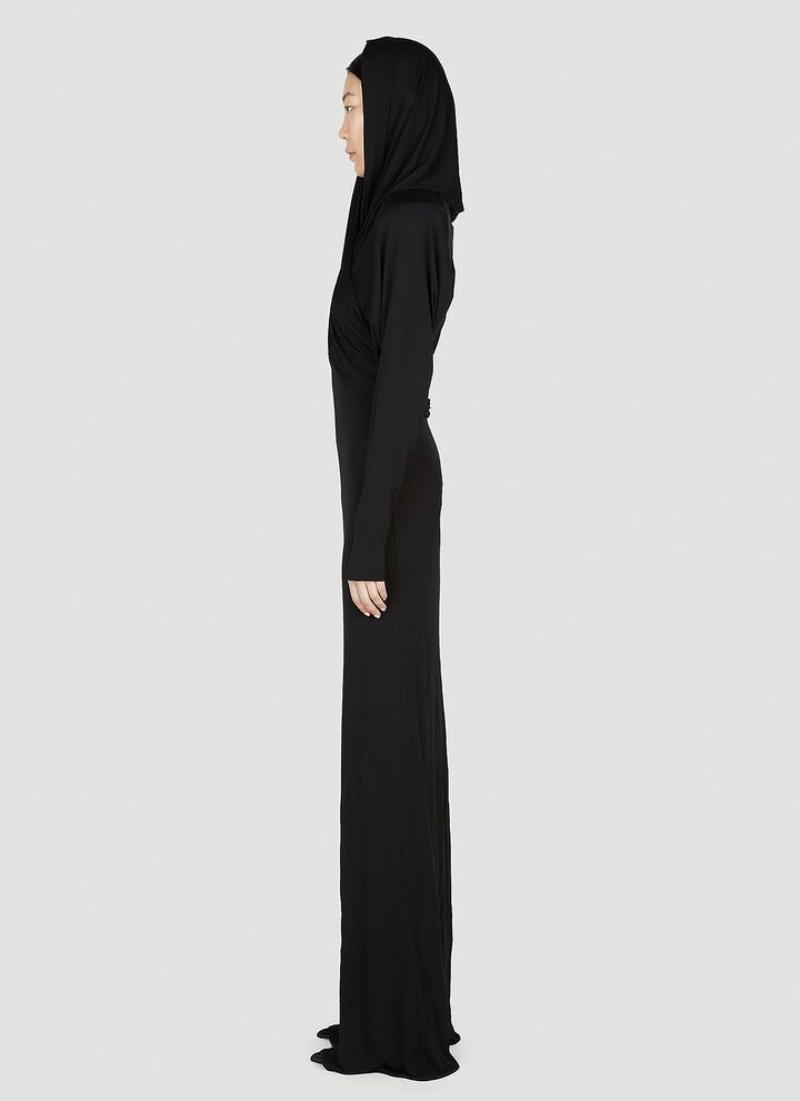 Saint Laurent Paris o1s1wg111024 Hooded Dress in Crepe Jersey in Black Size XS / US 0-2 / IT 36-38 - 3 Thumbnail