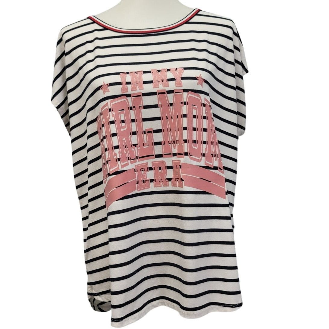 Tommy Hilfiger Hand Printed Womens XL Girl Mom Era Striped Short Sleeve Tee Size XL / US 12-14 / IT 48-50 - 1 Thumbnail