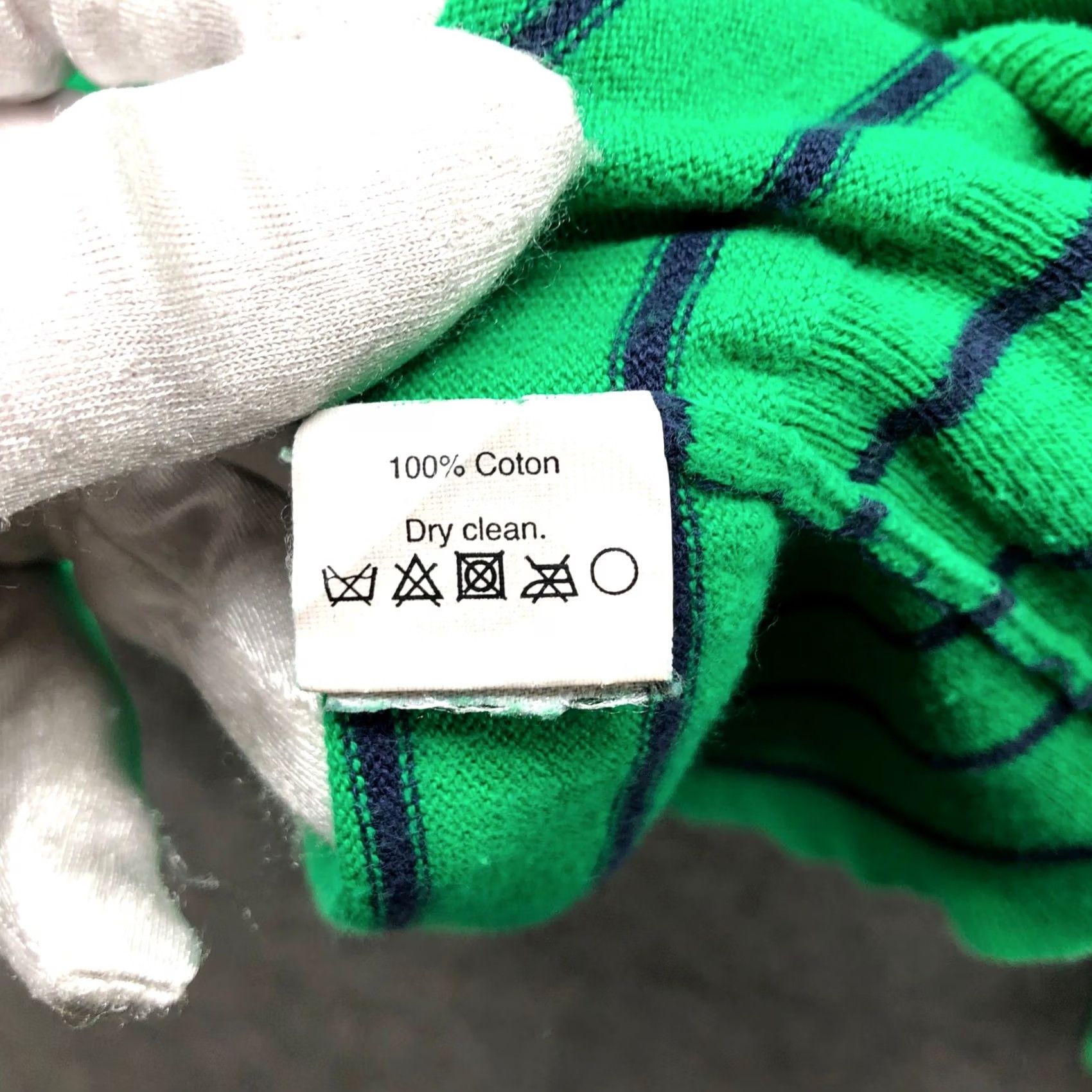 J.Crew VINTAGE not V-neck? J.Crew Sweater Womens L Cotton Green Navy Blue Striped Knit Lightweight Pullover Long Sleeve Tie-Dyed? Size L / US 10 / IT 46 - 6 Thumbnail