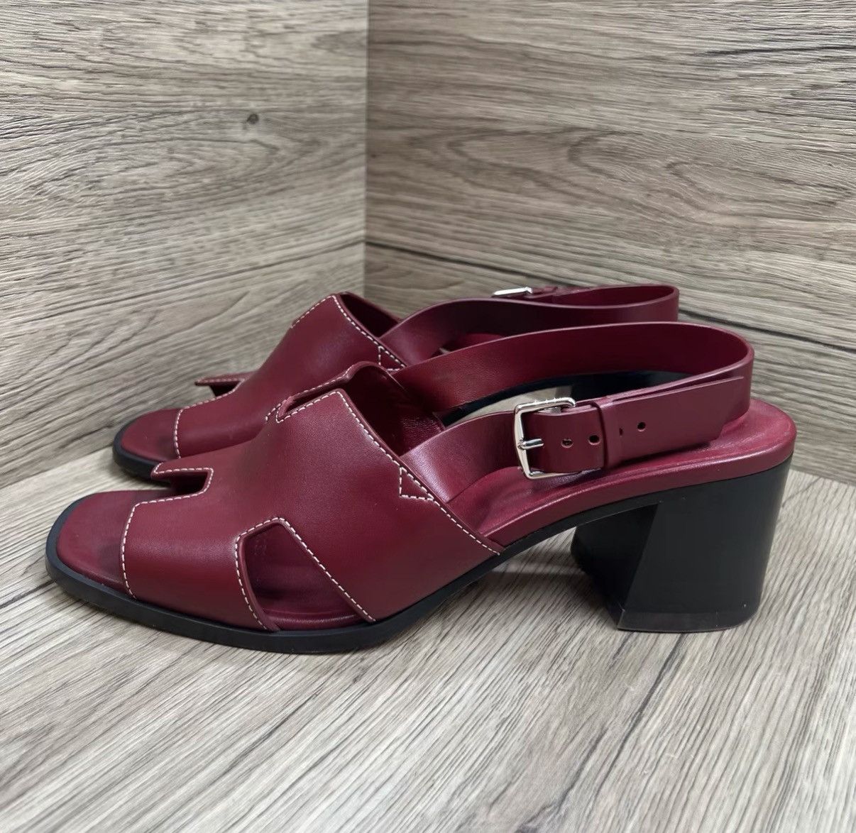 Hermes Hermès Red High Heel Sandals J41 Size US 10 / IT 40 - 1 Thumbnail