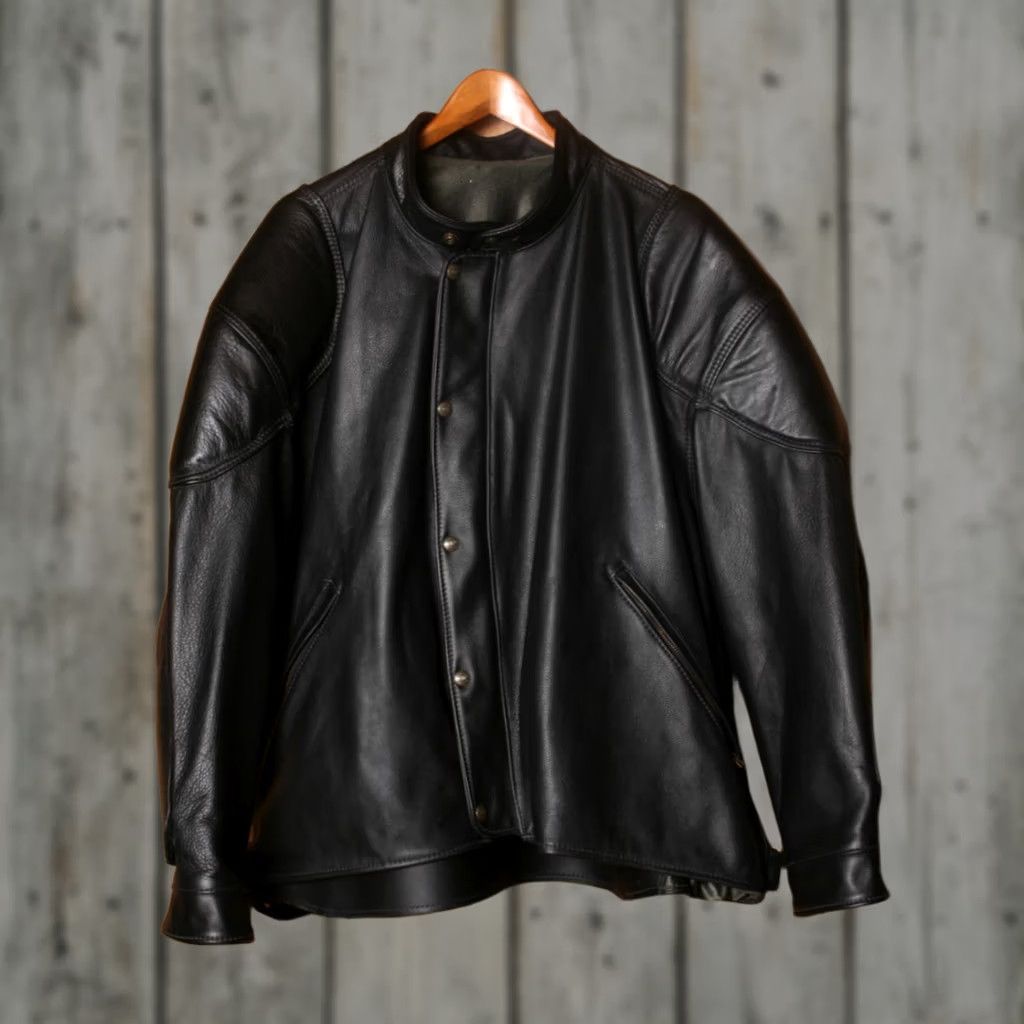 Vintage VINTAGE Stone Lake Leatherworks Custom Made Black Leather Motorcycle Jacket ≈ Sz. 3XL Mens Leather Jacket Motorcycle Black 3XL Size US XXL / EU 58 / 5 - 1 Thumbnail