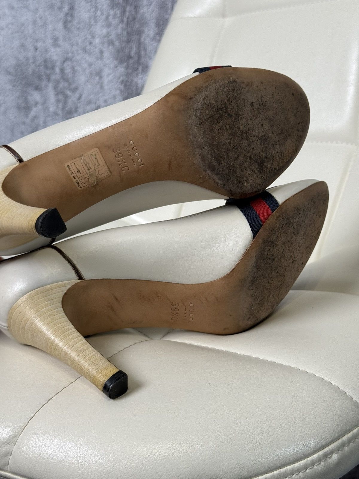 Gucci Gucci Leather Lifford Penny Loafer Pumps Web Stripe Heels Size US 9.5 / IT 39.5 - 21 Thumbnail