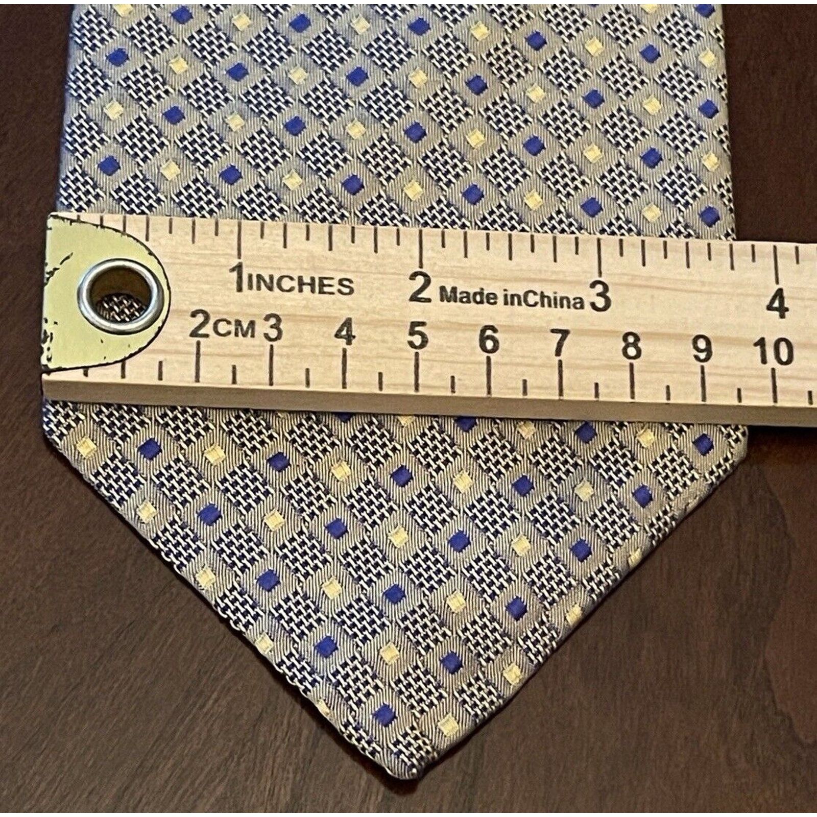 Structure Structure Gold Blue 100% Silk Men’s Neck Tie Made In USA Size ONE SIZE - 4 Thumbnail
