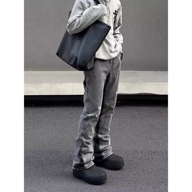 Japanese Brand Retro loose splashed ink micro flared jeans Size US 32 / EU 48 - 4 Thumbnail