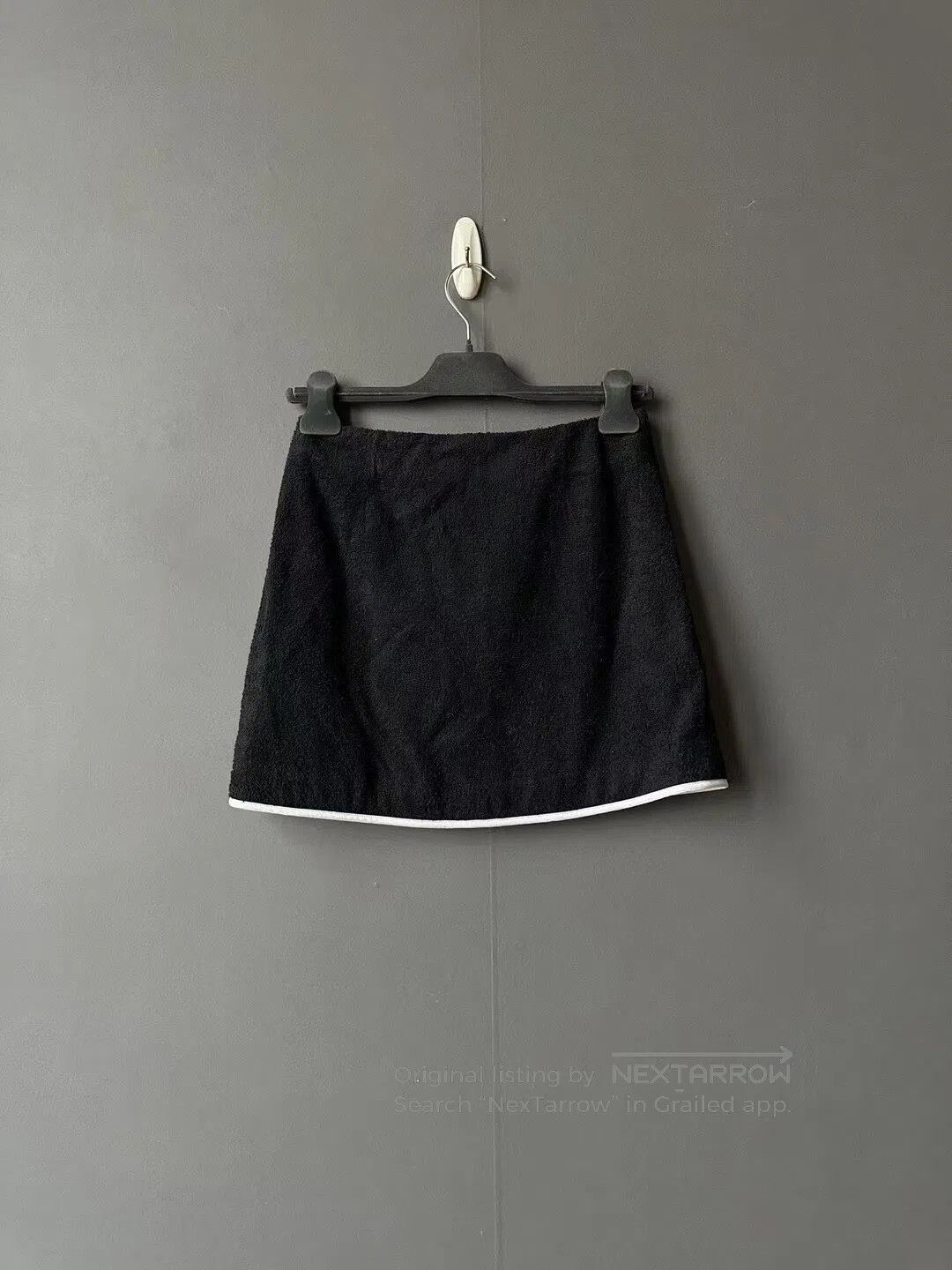 Prada Prada Black White-Trim Terry Short Skirt| Size 37" - 2 Thumbnail