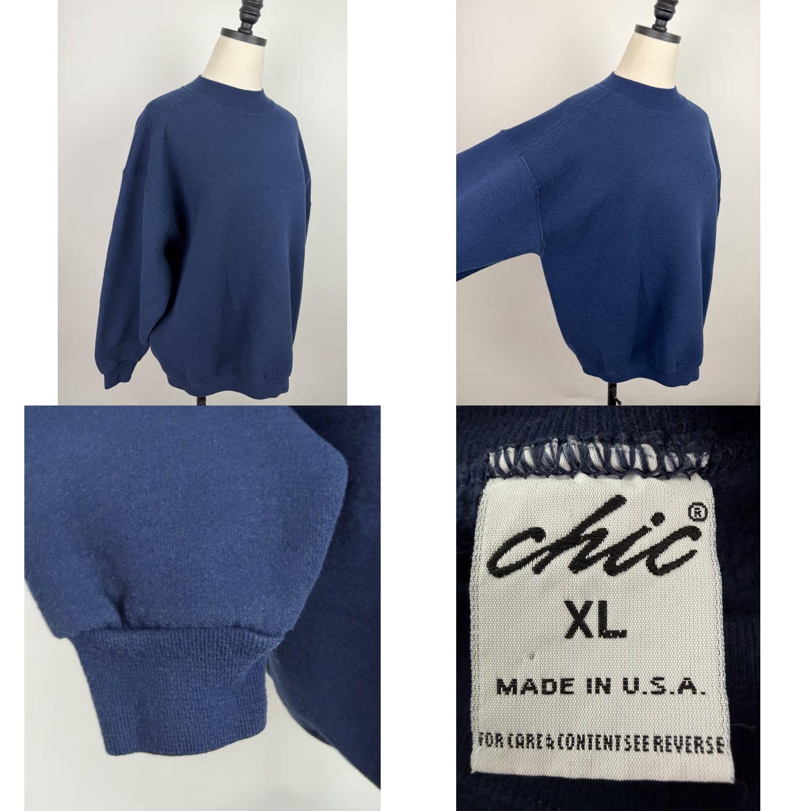 Vintage VINTAGE CHIC Sweatshirt Womens XL Navy Blue Blank Crewneck 90s Preppy Mom Size XL / US 12-14 / IT 48-50 - 8 Thumbnail