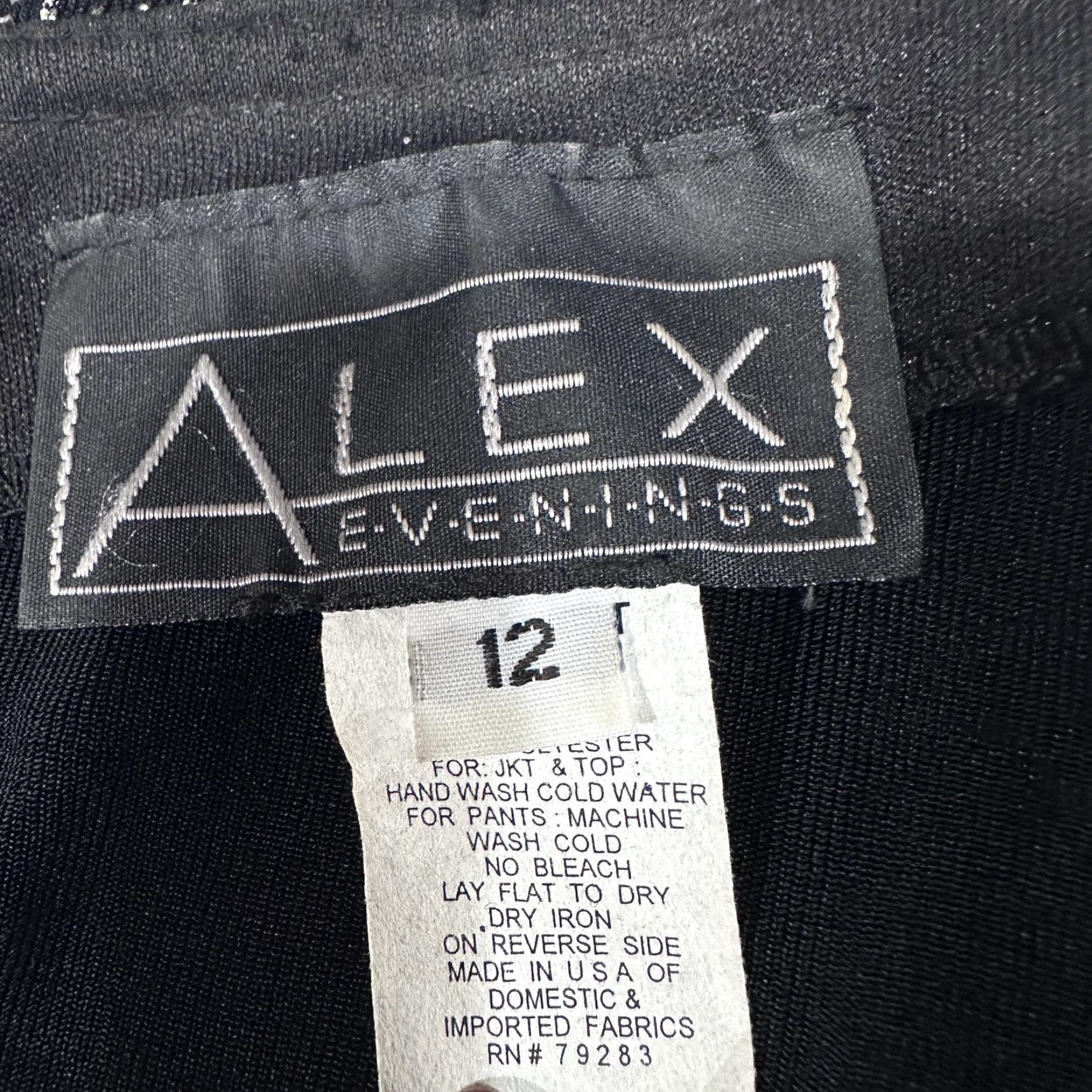 Alex Evenings Alex Evenings Jacket 12 Black Silver Striped Lined Collarless Open Front Stretch Size XL / US 12-14 / IT 48-50 - 2 Thumbnail