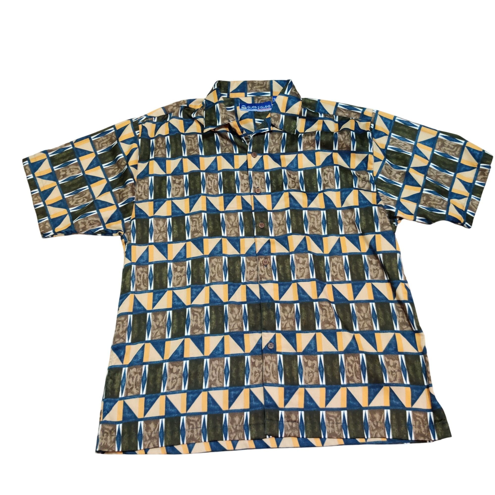 Other Island 2 Island L Tribal Geometric Print Button Down Shirt T Size US L / EU 52-54 / 3 - 7 Thumbnail