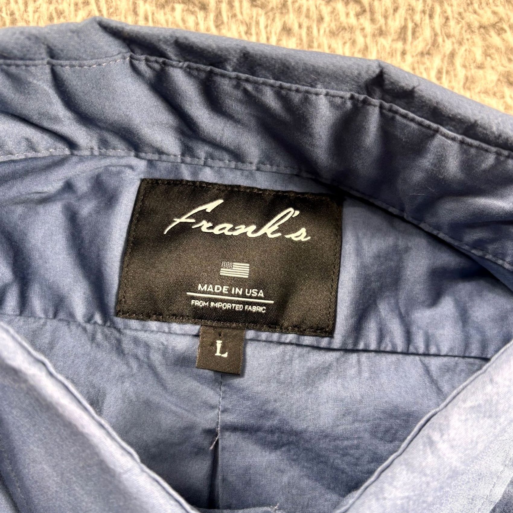 Vintage Frank's Shirt Mens L Blue Button Up Casual Cotton Made USA RARE Size US L / EU 52-54 / 3 - 3 Thumbnail