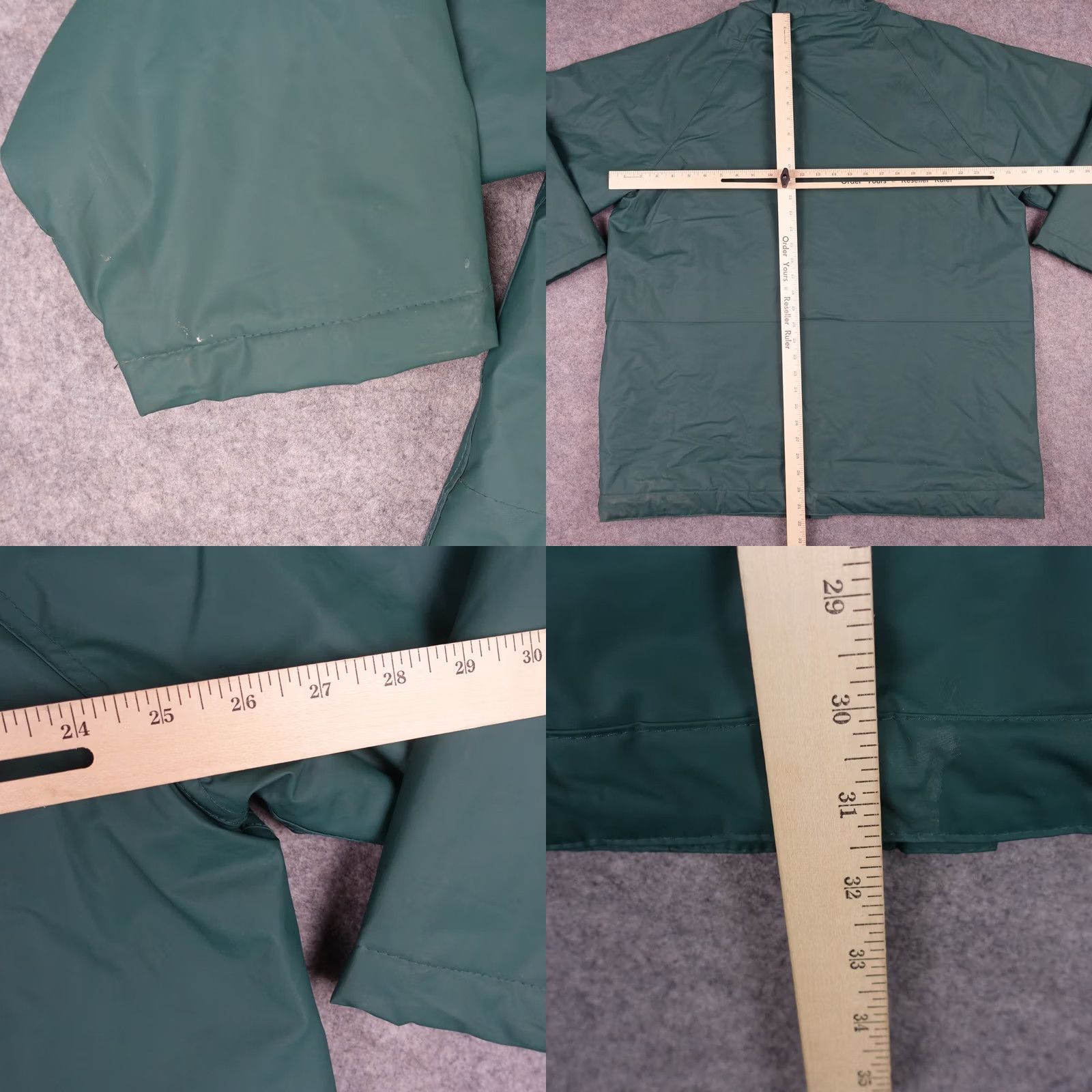 Rains VINTAGE Misty Harbor Coat XL Green Rain Coat Unisex Mens Womens Hooded Lined Pockets PVC Zip Long Size XL / US 12-14 / IT 48-50 - 10 Thumbnail