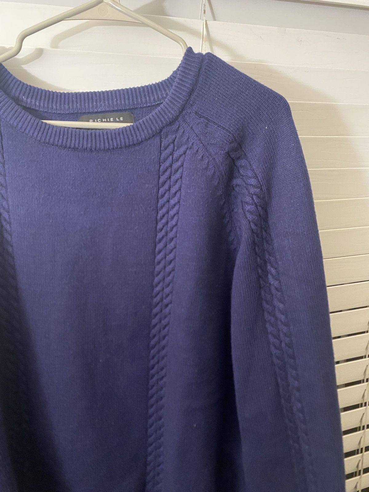 Richie Le Collection Richie Le Cable Knit Sweater Navy Size US XL / EU 56 / 4 - 3 Thumbnail