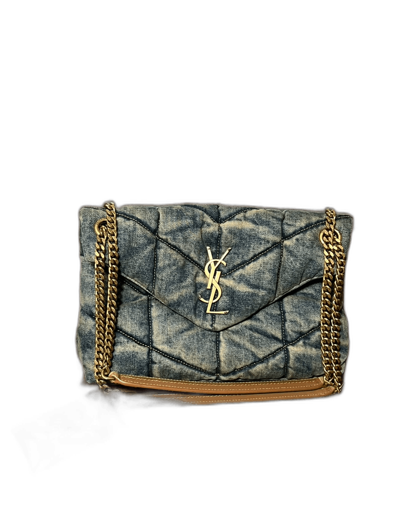 Yves Saint Laurent YSL Puffer Denim Cloud Bag Small Size Size ONE SIZE - 1 Thumbnail