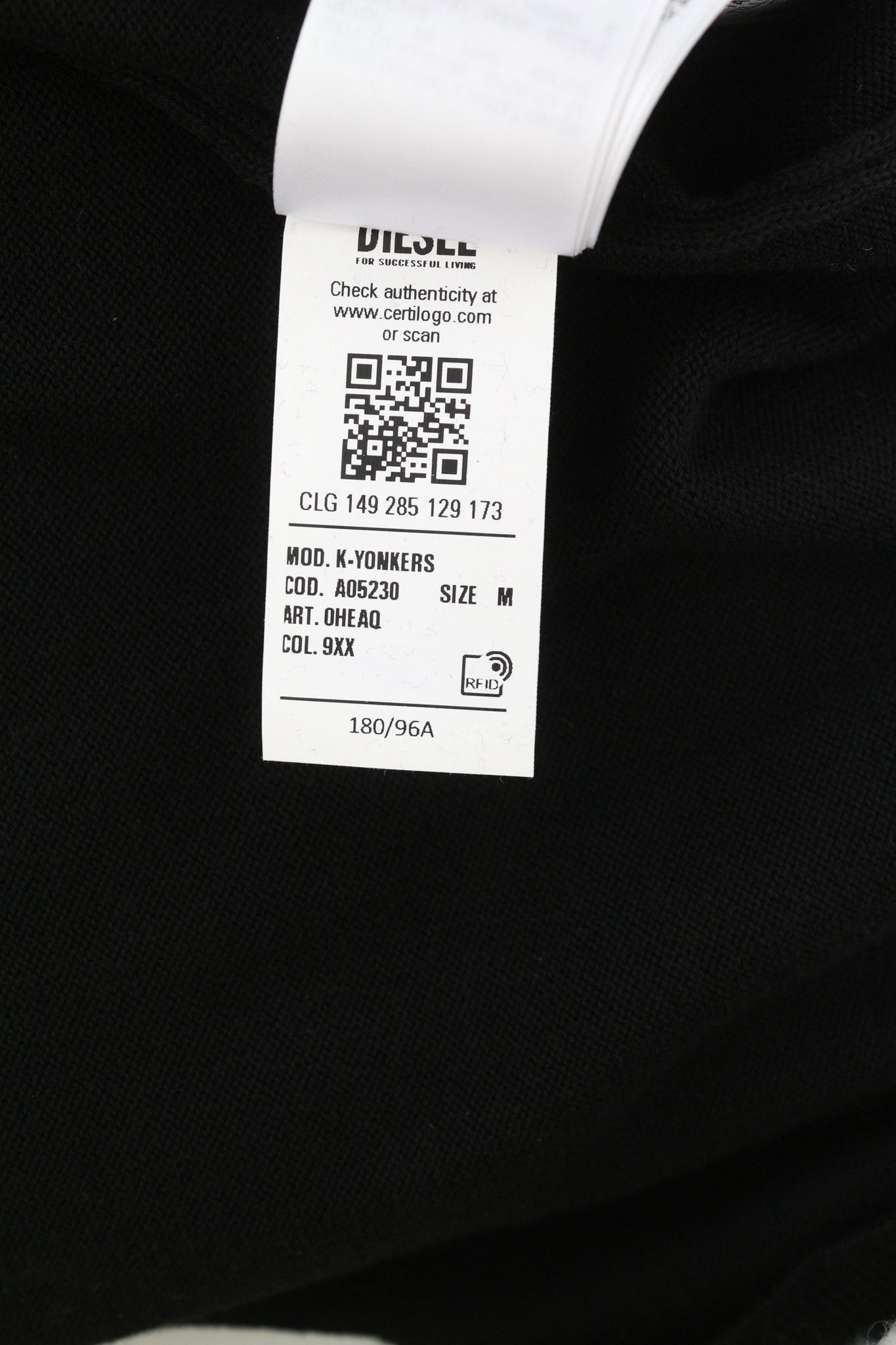Diesel K-YONKERS M Black Crew Neck Tight-Knit Logo 40389 Size US M / EU 48-50 / 2 - 10 Thumbnail