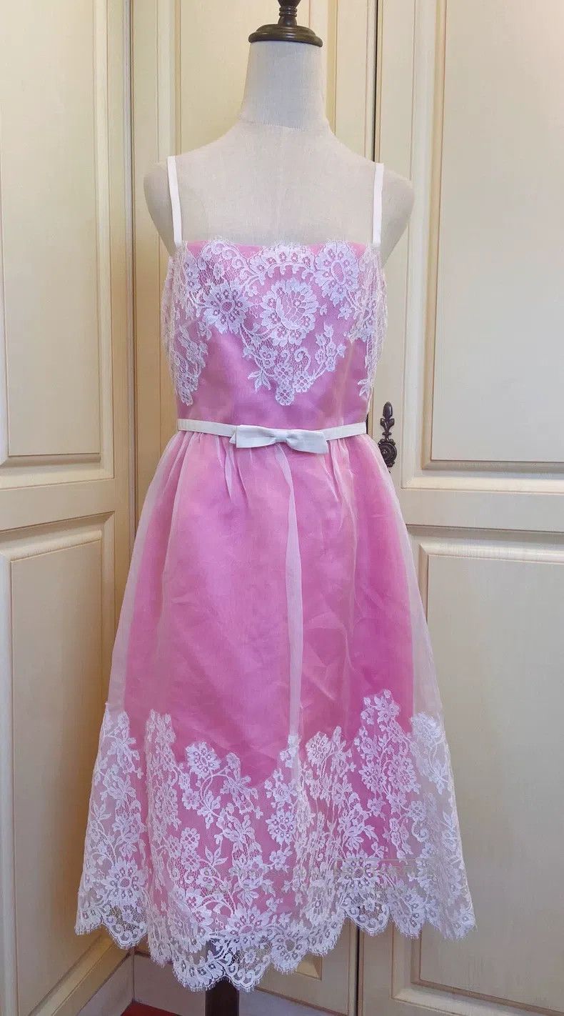 Valentino Valentino A soft pink lace skirt with a bow belt Size M / US 6-8 / IT 42-44 - 1 Thumbnail