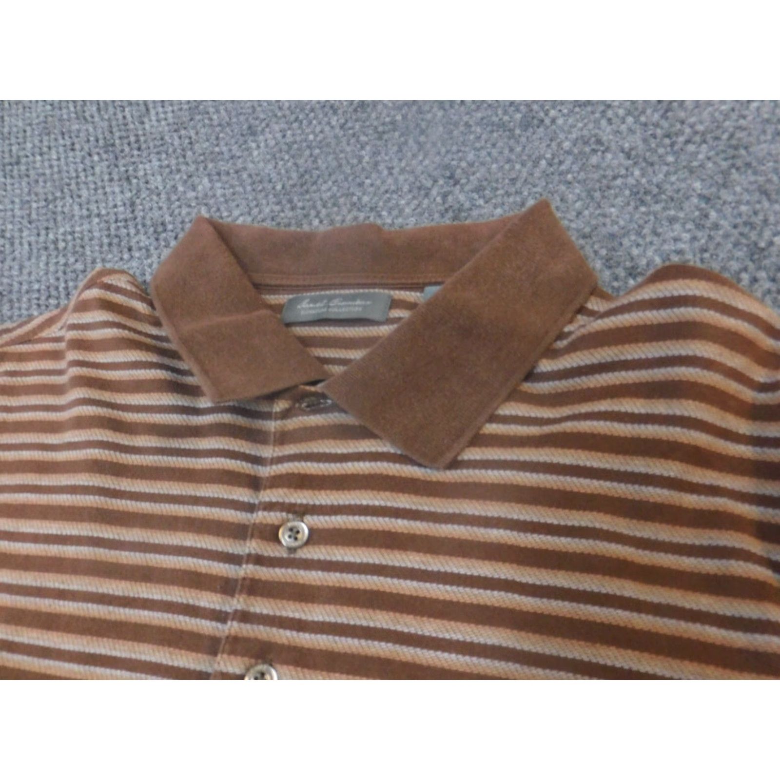 Vintage Daniel Cremieux Mens Polo Shirt XL Brown Striped Signature Collection Shirt Regular Short Sleeve Button-Down Collared Golf USA Palm Flag Theme Mens Size US XL / EU 56 / 4 - 5 Thumbnail