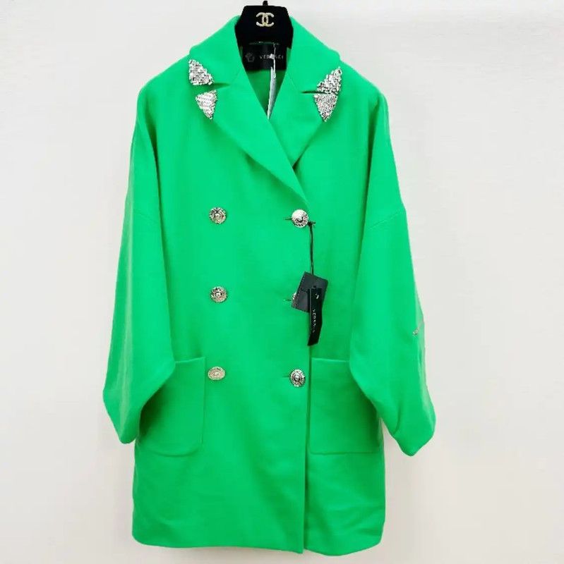 Versace Versace Green Wool Winter Coat for Women 0089 Size M / US 6-8 / IT 42-44 - 1 Thumbnail