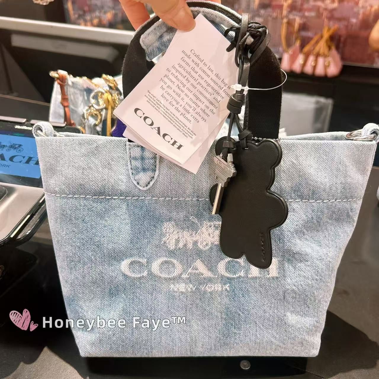 Coach NWT COACH Mini Tour Tote Bag In Loved Denim CEB33 Size ONE SIZE - 1 Thumbnail