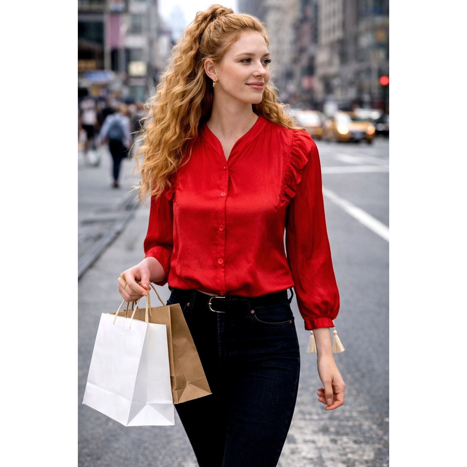 Zadig & Voltaire Zadig & Voltaire Tygg Satin Button Front Blouse Red M Size M / US 6-8 / IT 42-44 - 1 Thumbnail