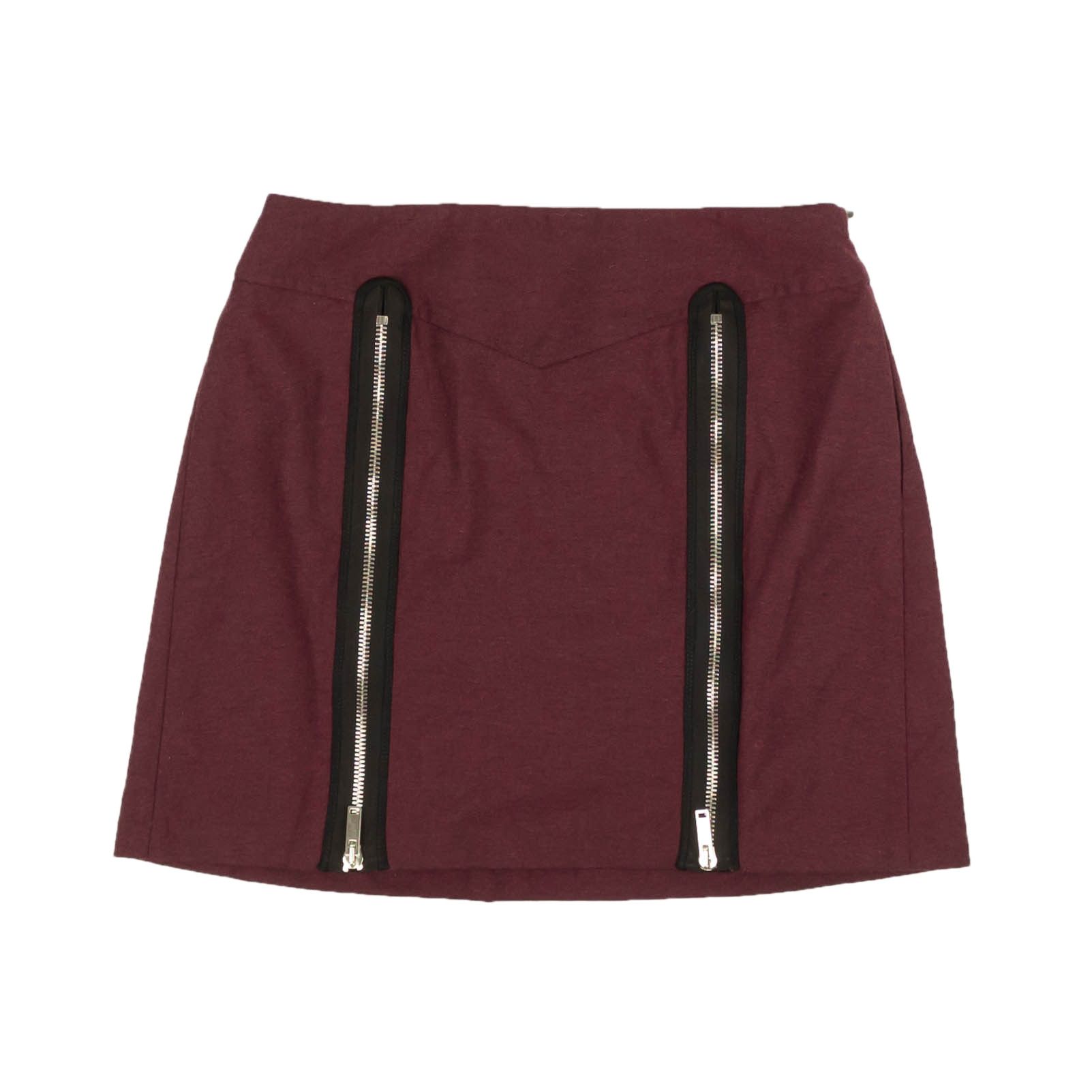 image of Palm Angels Maroon Wool Blend Miniskirt Size 4/40, Women's