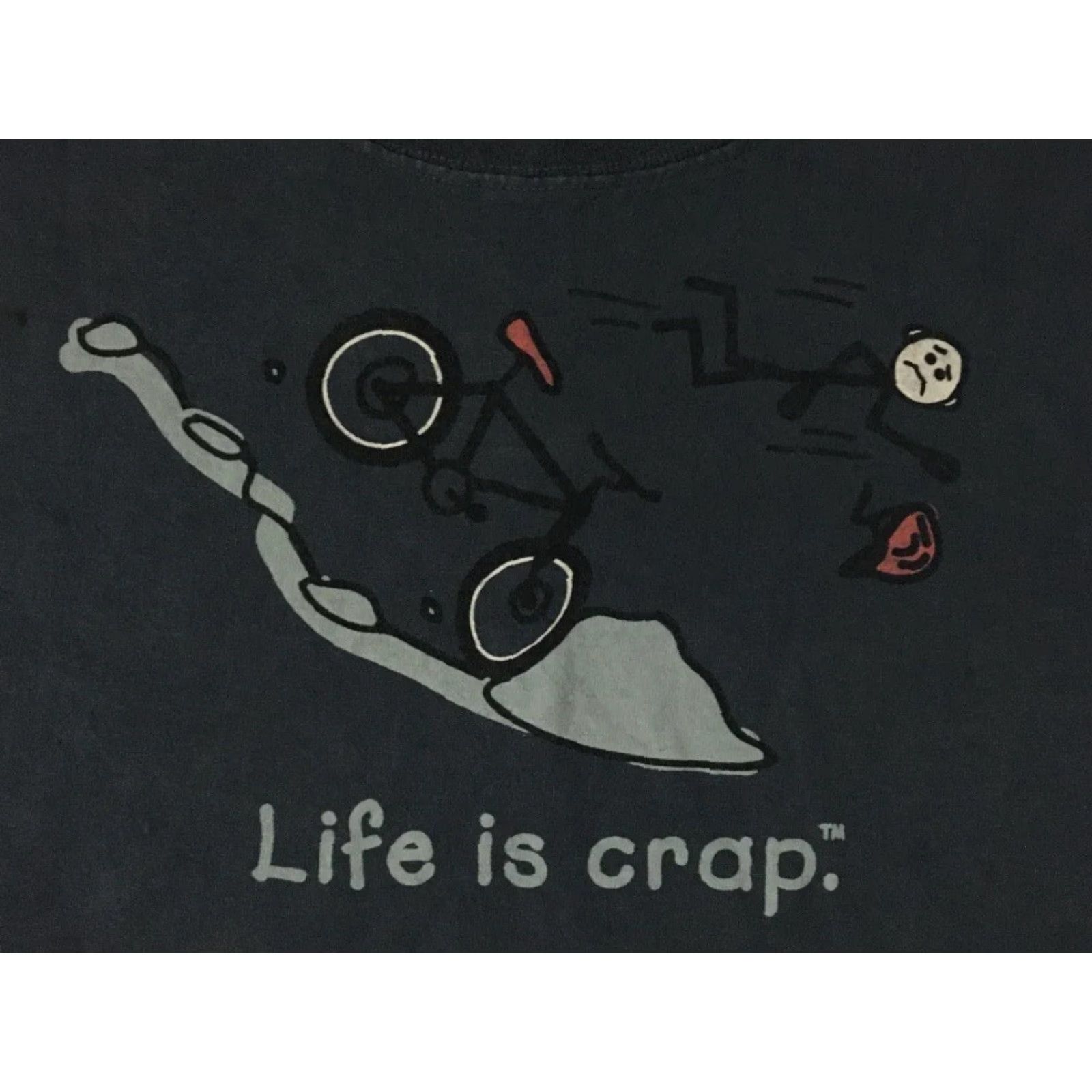 Alife Vtg Life Is Crap Faded Distress Biker Shirt XXL Funny Parody Joke Grunge Y2K 90s Shirt Mens 2XL Blue Humor 80s 90s Grunge Comedy Joke Vintage Size US XXL / EU 58 / 5 - 3 Thumbnail