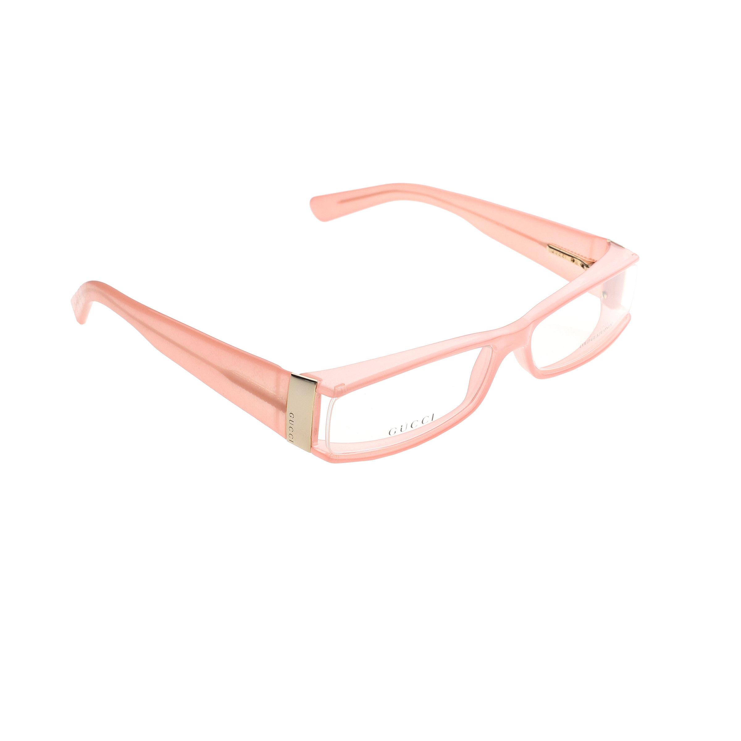 Gucci '00s Pink Monogram Rectangular Plastic Glasses