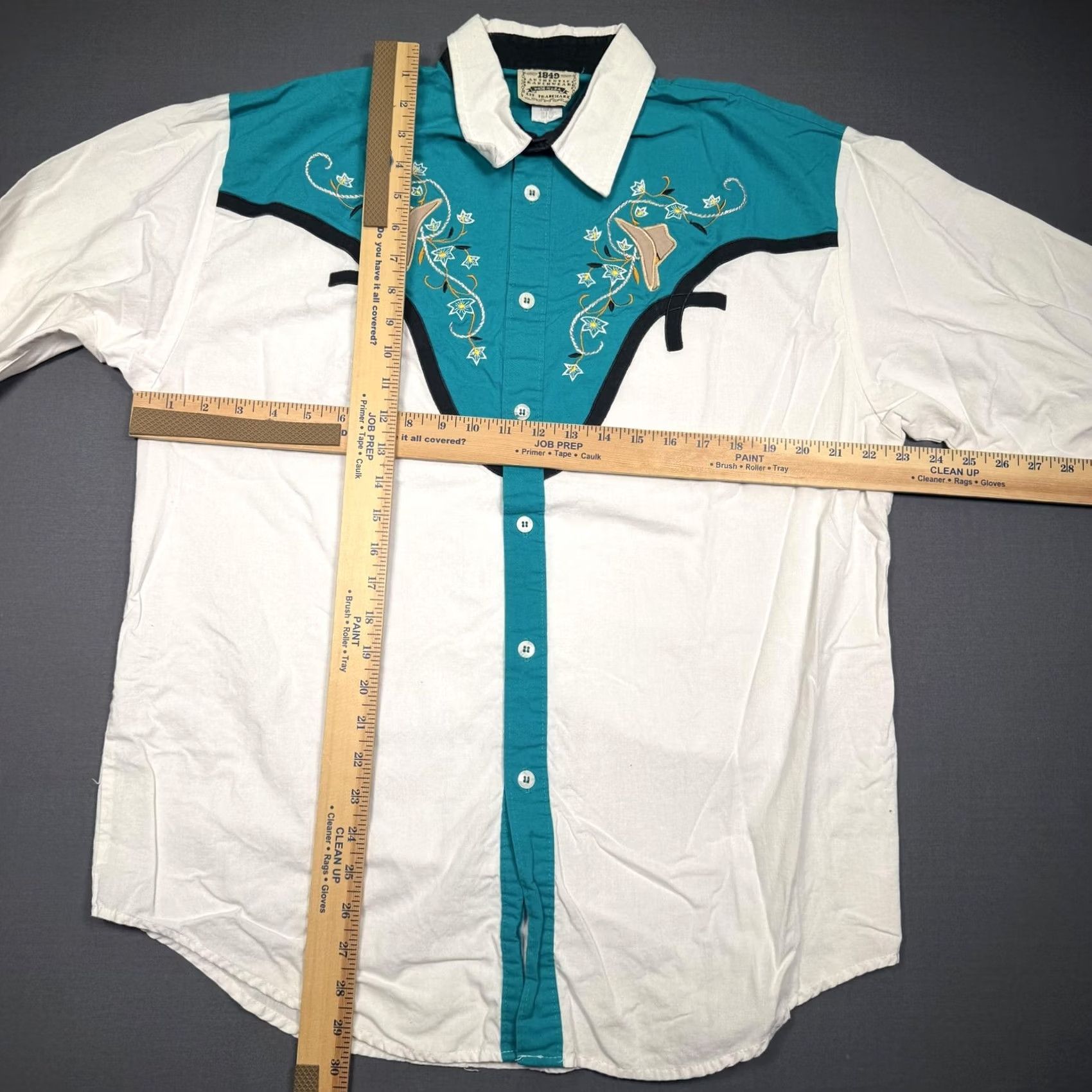 Altea VINTAGE 1849 Ranchwear Shirt Mens Large White Teal Western Long Sleeve Button Up Size US L / EU 52-54 / 3 - 4 Thumbnail
