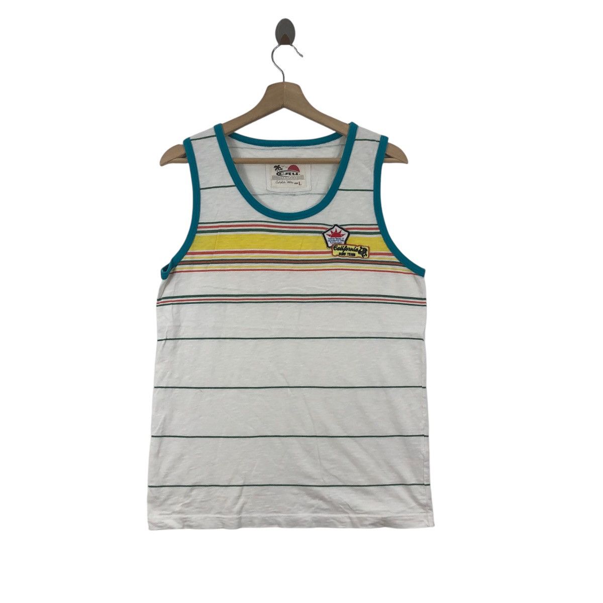 Vintage CRU DESIGNS CALIFORNIA Surf Team Striped Tank Top Tee Shirt Size US L / EU 52-54 / 3 - 1 Thumbnail