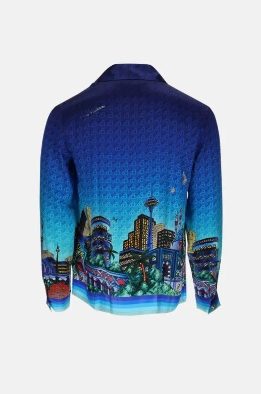 Casablanca o1mle0326 Cuban Collar Long Sleeve Shirt The Night View Size US XXL / EU 58 / 5 - 2 Thumbnail