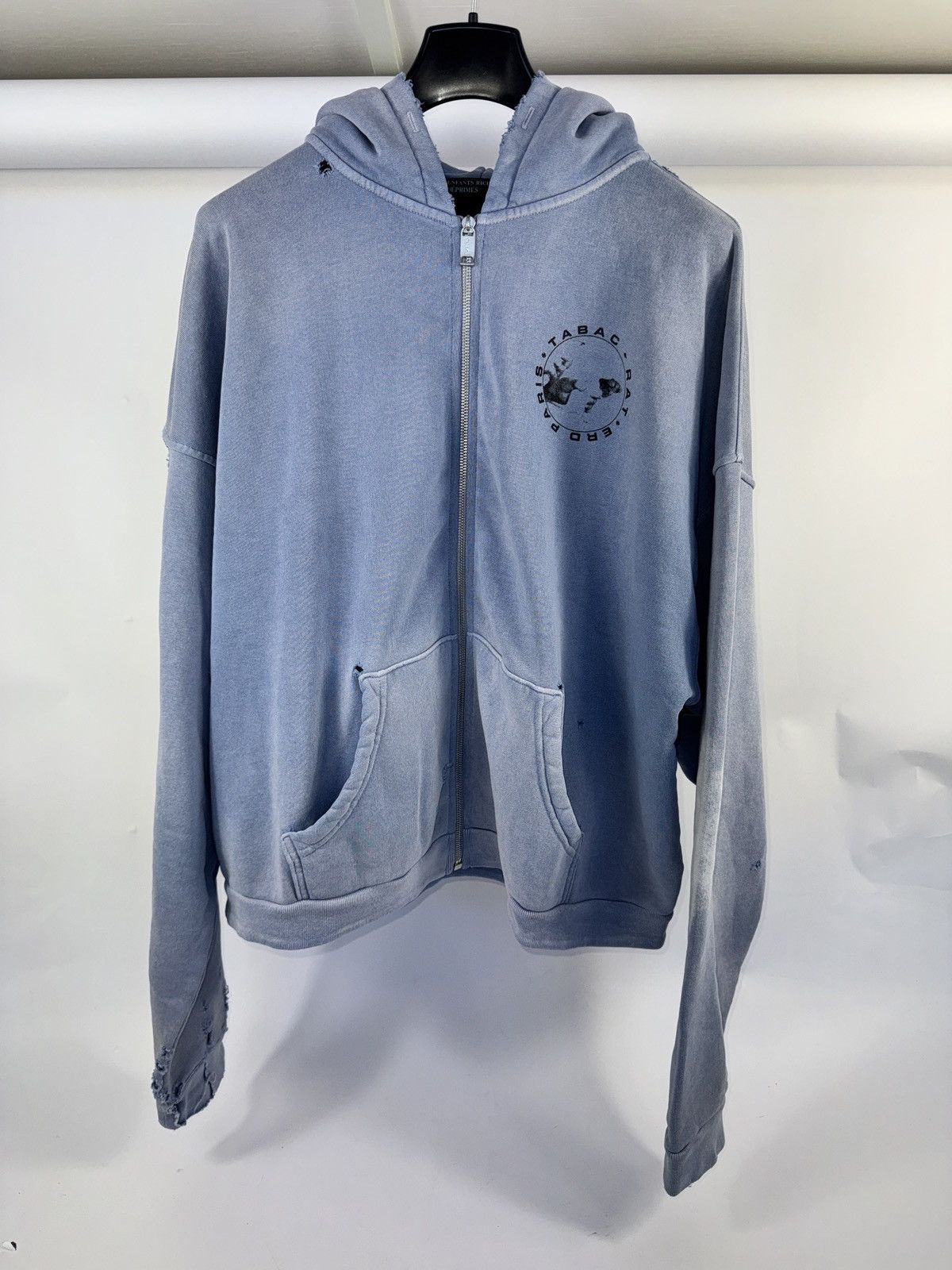 TABAC RAT DISTRESSED ZIP HOODIE