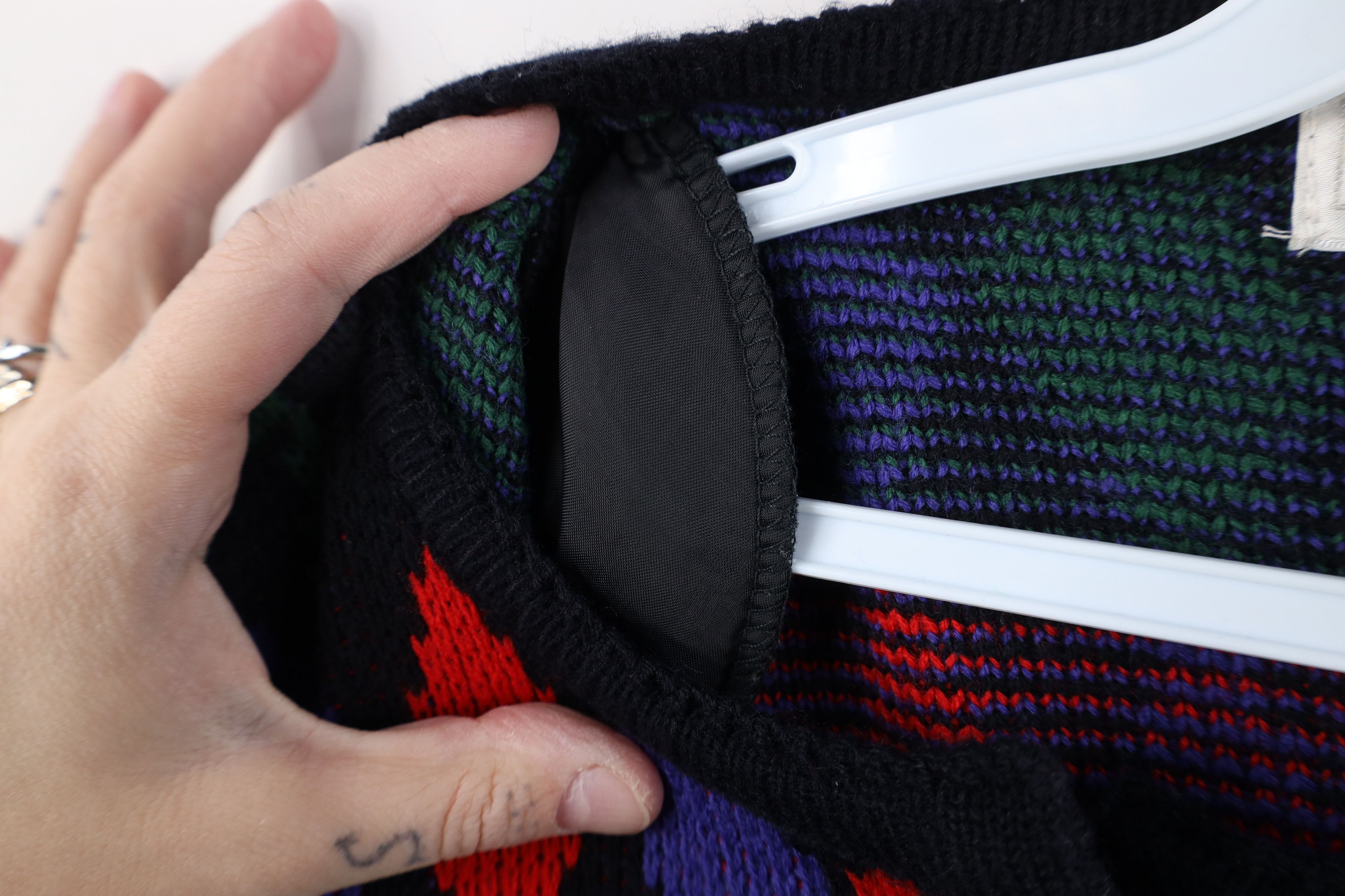 Vintage Vintage 90s Streetwear Diamond Knit Cardigan Sweater Acrylic Size XL / US 12-14 / IT 48-50 - 9 Thumbnail