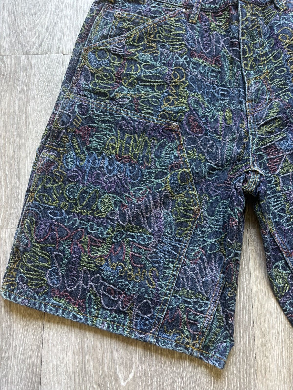 Supreme Supreme Handwriting Double Knee Denim Shorts Size US 34 / EU 50 - 3 Thumbnail