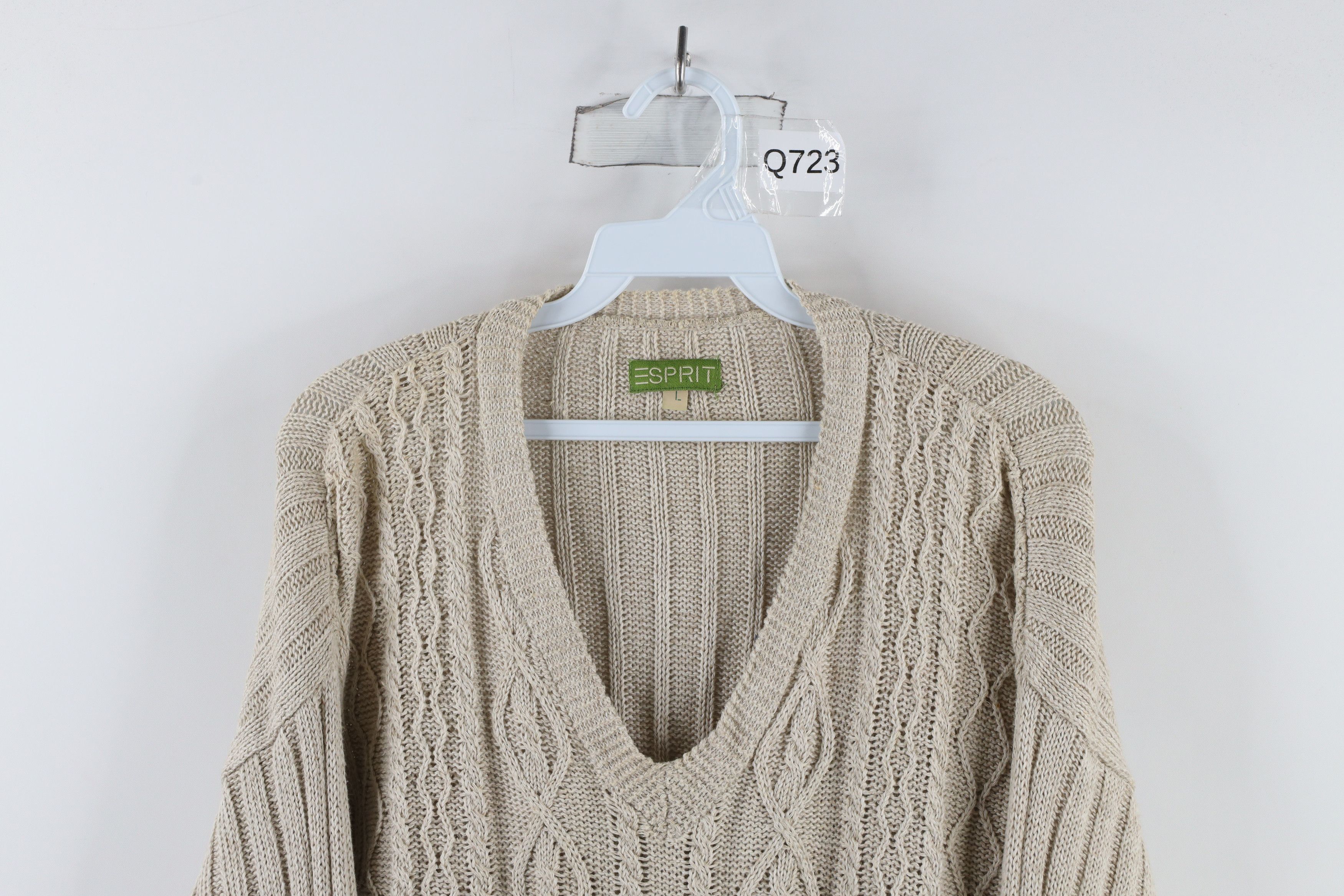 Esprit × Vintage Vintage 90s Esprit Blend Chunky Cable Knit Fisherman Sweater Size L / US 10 / IT 46 - 2 Thumbnail